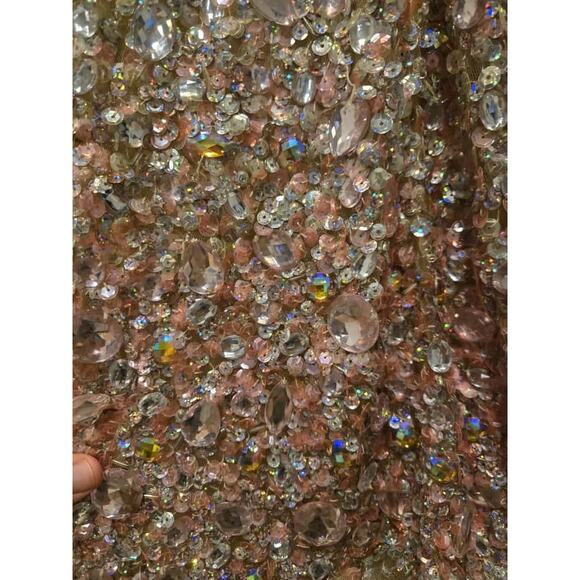 Jovani Gold Beaded Mermaid Prom Dress Size 2 V-Neck Sleeveless Long - Picture 12 of 16